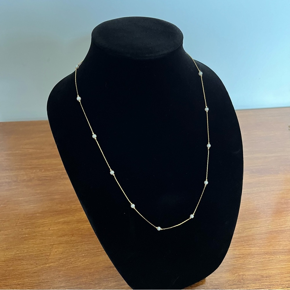 Monet pearl and gold chain necklace